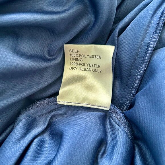 Tadashi Shoji Pleated Dress Long Sleeve Sapphire Blue Sz. 14 - Picture 8 of 9